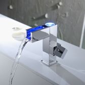 Juno La Plata LED Three Color Waterfall Bathroom Sink Faucet Single Handle Mixer Tap