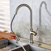 Juno Brushed Nickel Kitchen Sink Faucet with Pull Out Sprayer 