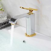 Juno Chrome Waterfall Bathroom Basin Faucet with Gold Handle