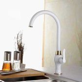 Juno Golden White Kitchen Basin Sink Faucet Single Handle
