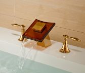 Juno LED Color Changing Glass Spout Bathroom Sink Faucet Gold Finish