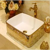 Juno Mosaic Gold Luxurious Artistic Rectangular Wash Basin Bathroom Sink