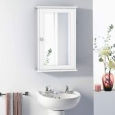 Mirrored White Bathroom Cabinet Single Door Storage