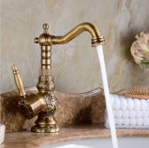 Juno Raleigh High Quality Luxury Antique Bronze Copper Sculptured Deck mounted Bathroom Sink Faucet
