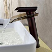 Juno Waterfall Glass Single lever Bathroom Basin Sink Faucet in Oil Rubbed Bronze