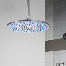20 Stainless Steel Round Brushed LED Rain Shower Head
