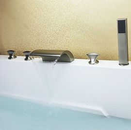 Triple Handle Waterfall Bathtub Filler Faucet