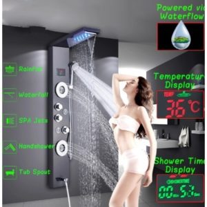 Juno LED Temperature Display Bathroom Shower Panel with Hand Shower