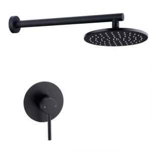 Juno Luxury Round Black Wall Mount Bathroom Shower
