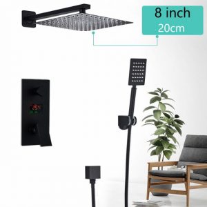 Unique Matte Black Rainfall Shower Head With Digital Mixer