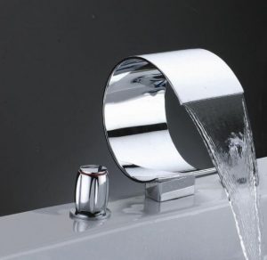 Chrome deck mount tub faucets