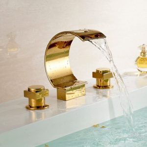 Deckmount gold bathtub faucets