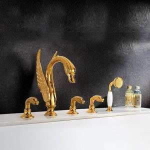 Gold finish bathtub faucets