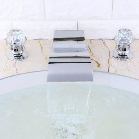 Juno Crystal Handles Chrome Waterfall Bathtub Faucet