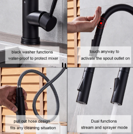 Matte Black Kitchen Faucet Sensitive Smart Touch Control Faucet Mixer Tap