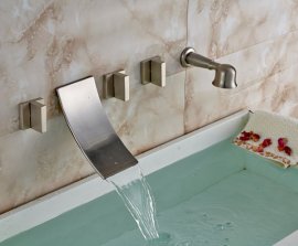 Retro brushed wall mount bathtub faucet with pull out hand held shower